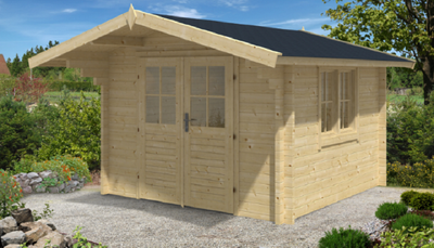 Gartenhaus Blockhütte Lennart 58mm Isolierverglast 300cm x 300cm