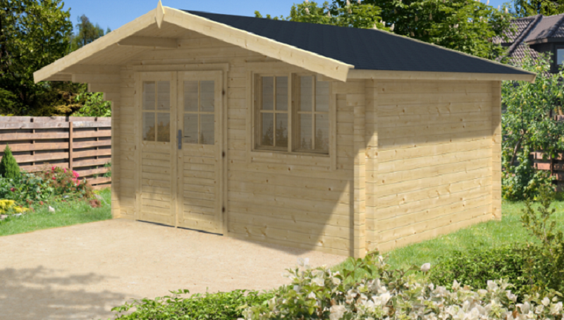 Gartenhaus Blockhütte Rorik 58mm Isolierverglast 300cm x 400cm