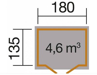 weka Gerätehaus 344 Flachdach, 14 mm, ET, ohne Boden , 180 x 135 cm