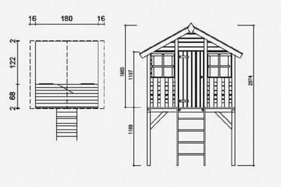Stelzenhaus Holzspielhaus Spielhütte Spielhaus Toby 16mm
