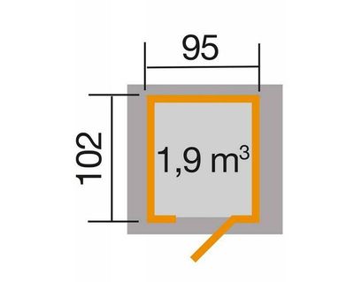 weka Gartenhaus 367, anthrazit, 21 mm , 97 x 100 cm