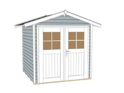 205 x 209cm  Gartenhaus 224 Gr.1, grau, 21 mm, Doppeltür
