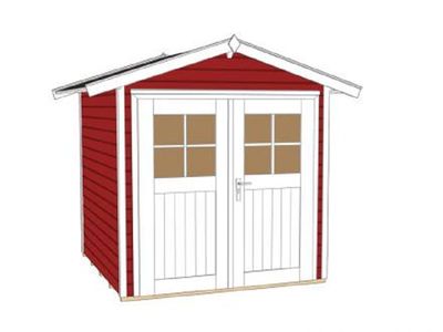 205 x 209cm  Gartenhaus 224 Gr.1, schwedenrot, 21 mm, Doppeltür