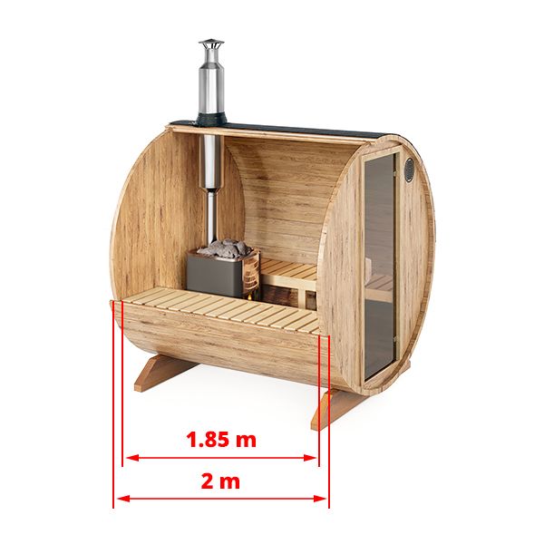 2-2.3m Fasssauna für 4 Pers.