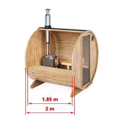 2-2.3m Fasssauna für 4 Pers.