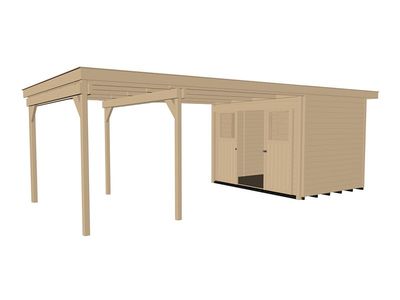 weka Lounge-Haus 225 B Gr. 2, natur, 21 mm, Schiebetür, Lounge 450 cm, ohne RW, 299+450 x 299cm
