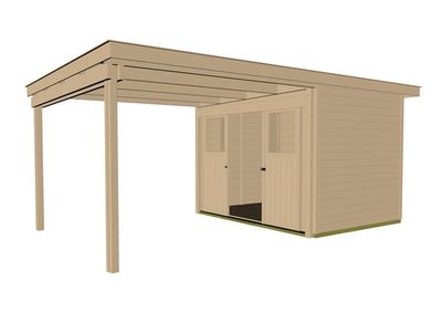 weka Lounge-Haus 225 A Gr. 1, natur, 21 mm, Schiebetür, Lounge 300 cm, ohne RW,205+300 x 299cm