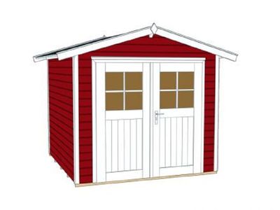 235 x 209cm Gartenhaus 224 Gr.2, schwedenrot, 21 mm, Doppeltür