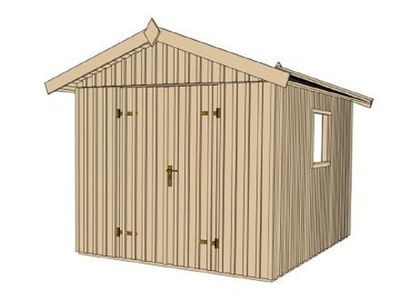 240 x 246cm Schwedenhaus Gr.3, sägerauh, natur, breite Doppeltür, Fenster
