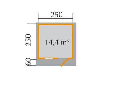 250 x 250cm  Gartenhaus 131 Gr.1, 45 mm, V60, Einzeltür, Einzelfenster