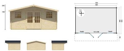 Gartenhaus Blockhütte Karen 500 x 320 cm , 40mm