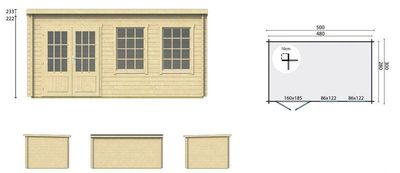 Gartenhaus Sadie in 40mm Wandstärke 5m x 3m