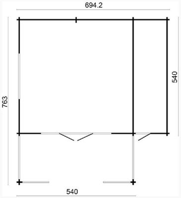 Gartenhaus Blockhütte Liverpool Seite+150 Isolierverglast 58mm 540cm x 690cm