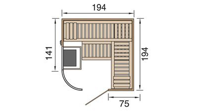 weka Design-Sauna SARA 2 inkl. Saunaofen 9,0 kW OS