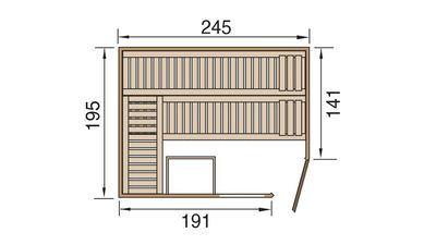 weka Massivholzsauna CUBILIS ECK Gr.3, Rundum-Sorglos-Paket  (Lieferung, Aufbau, Licht)
