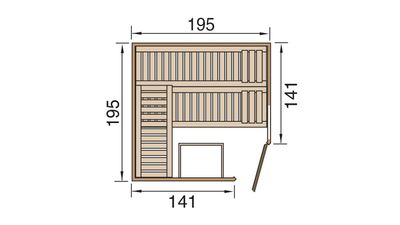 weka Massivholzsauna CUBILIS ECK Gr.2, Rundum-Sorglos-Paket  (Lieferung, Aufbau, Licht)