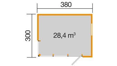 Weka Gartenhaus Cubilis Line 412 Gr.1, natur, 45 mm 380 x 300cm