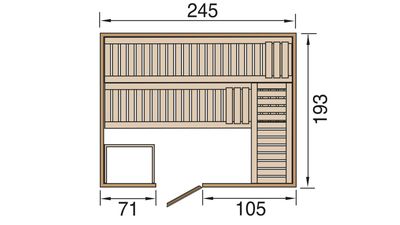 weka Design-Sauna KEMI PANORAMA 3 inkl. Saunaofen 7,5 kW BioS inkl. Farbvisionen Set A