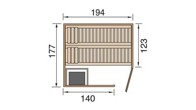 weka Elementsauna KIRUNA 2 GT 230V/20 A inkl. Saunaofen 4,5 KW BioS