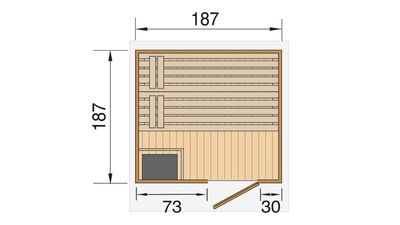 weka Saunahaus NAANTALI inkl. Saunaofen 9,0 kW OS , mit Sauna-Spezial-Leuchtenset und selbstklebender Dachbahn silbergrau