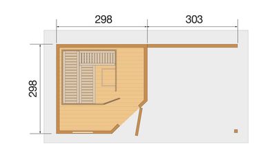 weka Saunahaus 28 mm SALO 2 anthrazit/weiss mit Lounge 300 cm