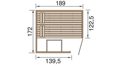 Massivholzsauna Valida Eck 1.8