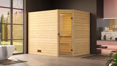 Massivholzsauna Valida Eck 3