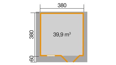 380 x 380cm Gartenhaus 136 Gr.2, 45 mm
