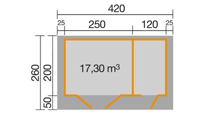 Gartenhaus 253 Gr.1, 28 mm mit 2. Raum 370 x 200cm