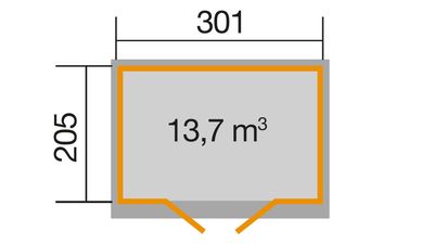 Weka Gartenhaus 218 Gr.2    rot B 301 cm x L 205 cm
