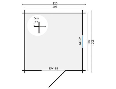 Gartenhaus Blockhütte Eigo 19mm 220cm x 220cm