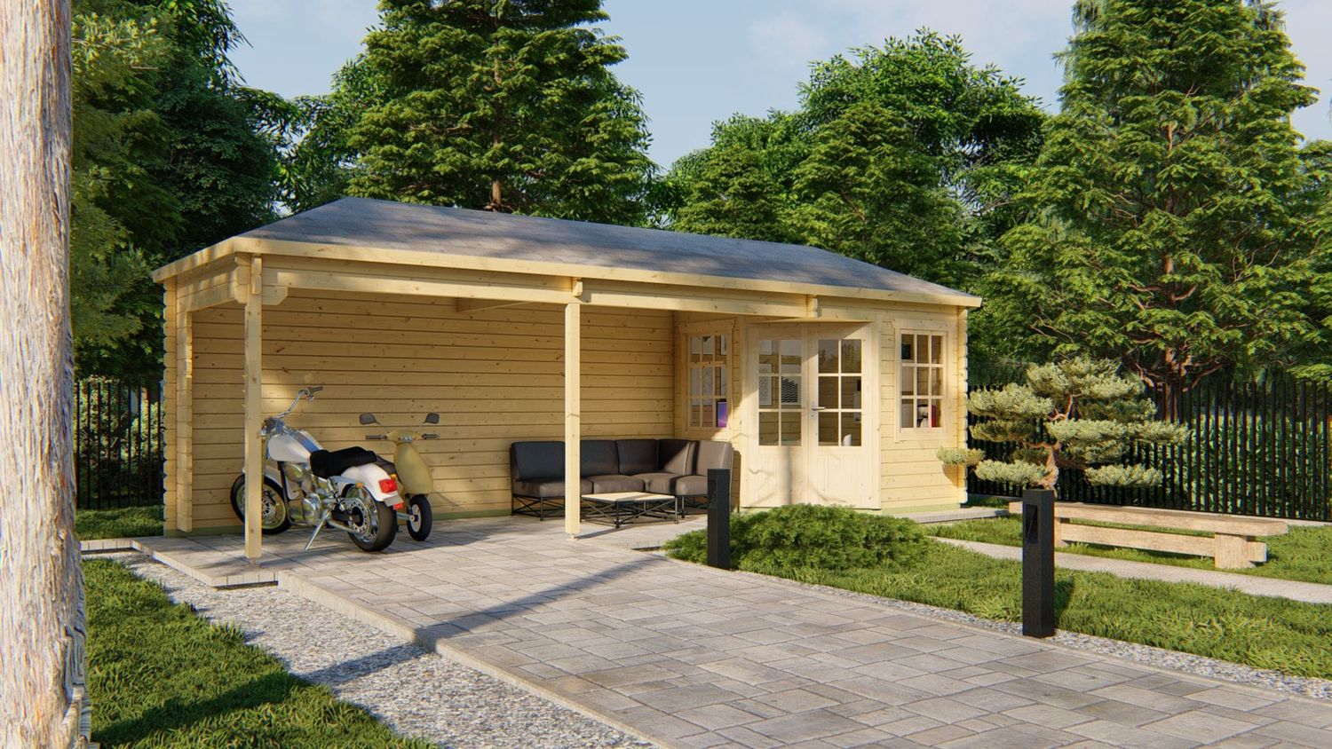 Gartenhaus Blockhütte Gretel 45mm 800cm x 250cm