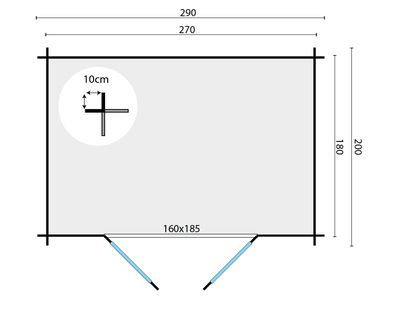 Gartenhaus Blockhütte Kris 28mm 200cm x 290cm