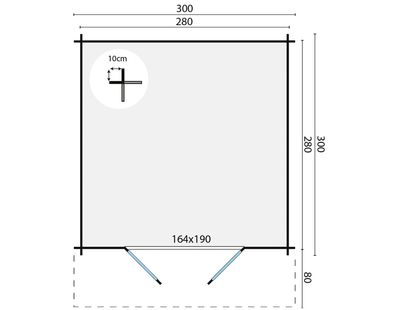 Gartenhaus Blockhütte Perlund 28mm 300cm x 300cm
