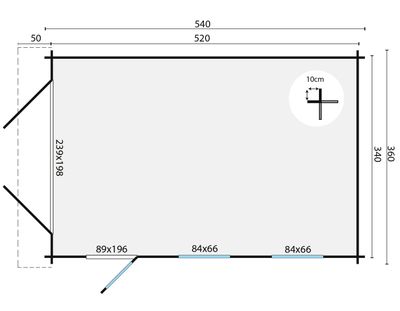 Gartenhaus Garage Geir 45mm 536cm x 380cm