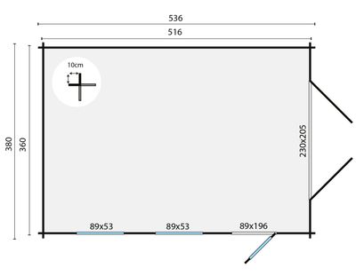 Gartenhaus Garage Marketta 45mm 536cm x 380cm