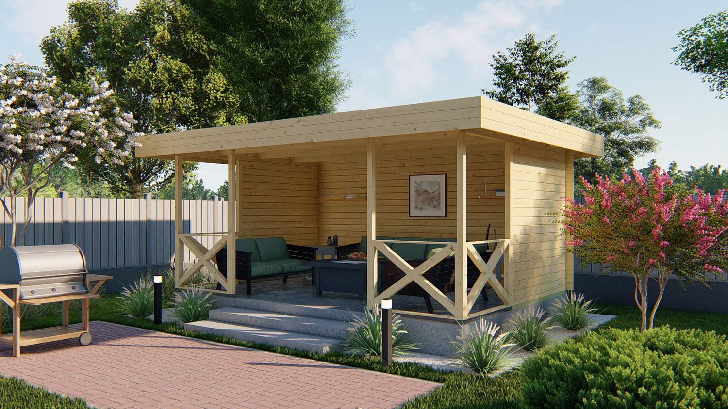 Gartenhaus Blockhüttenlaube Konstantin 40mm 500cm x 350cm
