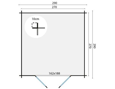 Gartenhaus Blockhütte Jörgen 28mm 290cm x 290cm
