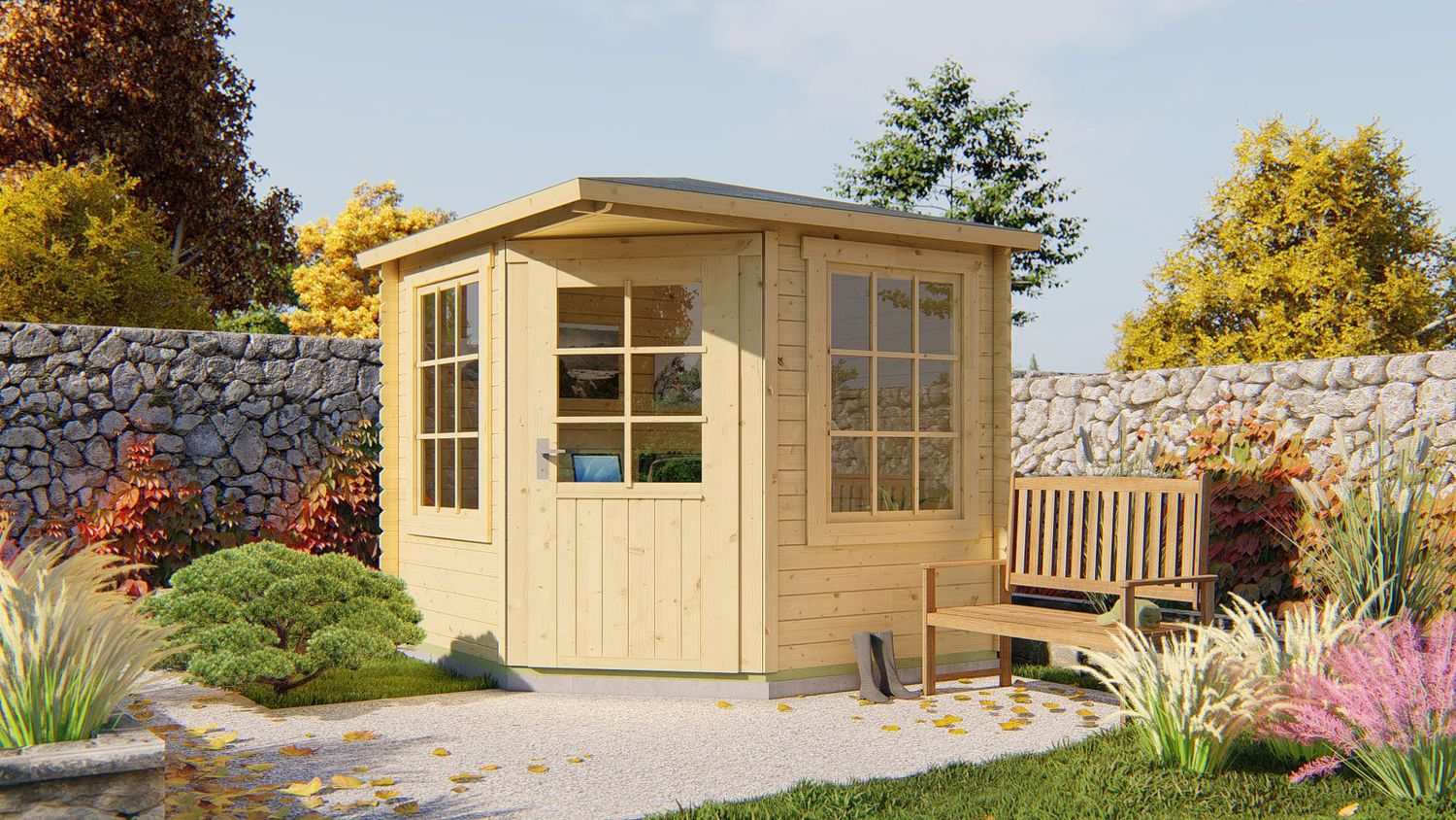 Gartenhaus Blockhütte Jos 28mm 250cm x 250cm