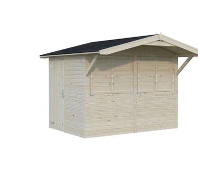 Marktstand Stella 5 m² geschlossen – stabiler Holzkiosk für Weihnachtsmarkt und Event in der Schweiz