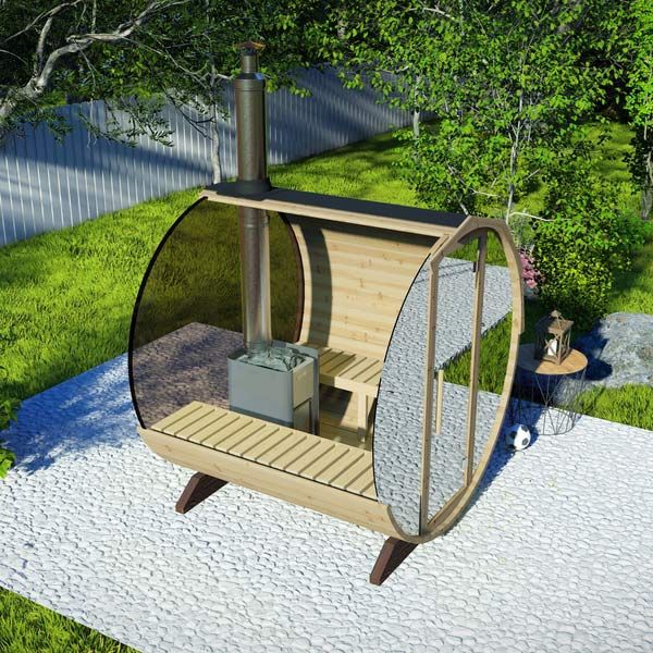 2-2.3m Fasssauna für 4 Pers.