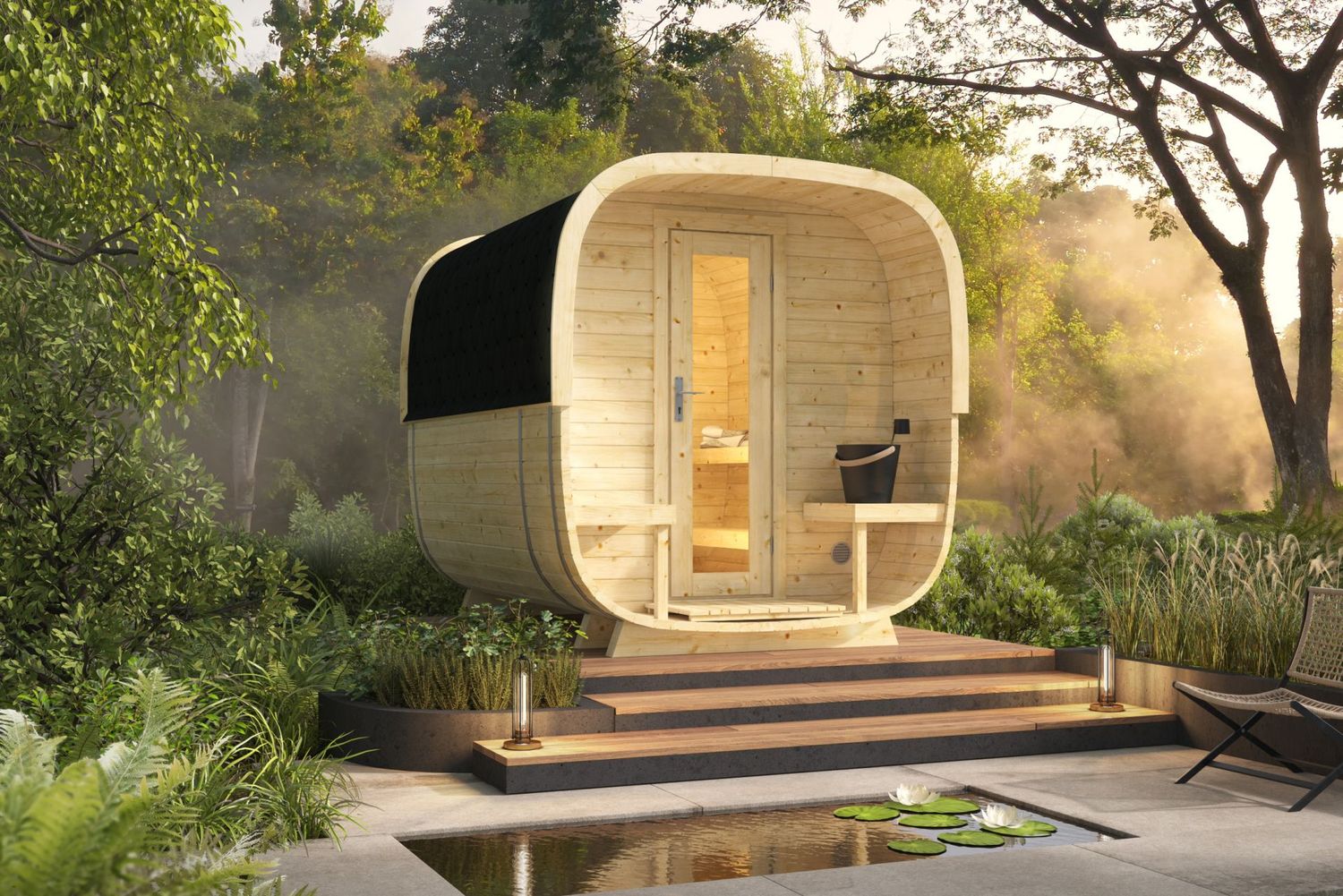 Gartensauna Cube 280 cm aus Fichte