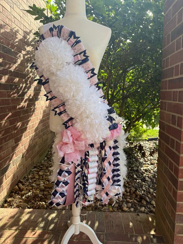 Pre-Made Sash Mum - Pink/Navy/Silver