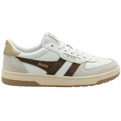 WOMEN'S HAWK SNEAKERS, Color: WHITE/DARK BROWN/GOLD, Size: 7