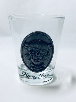 Shot Glass-Skull&amp;Bones Pewter Shield