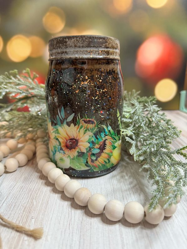 Rustic Sunflower Mason Tumbler