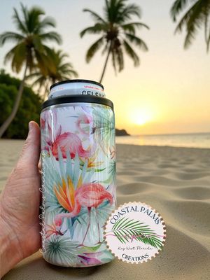 🌺 Flamingo Paradise Can Kooze - 12oz slim
