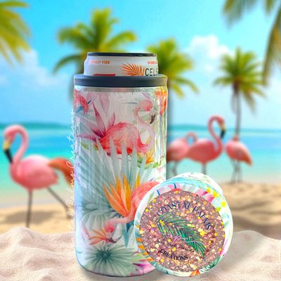 🌺 Flamingo Paradise Can Kooze - 12oz slim