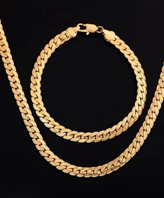 Silver 18k Gold Color 6mm Chain Bracelets Necklace