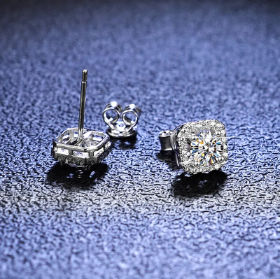 1CT 2CT Moissanite Diamond Ear Studs Earring